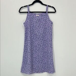 Vintage Lilac Floral Slip Dress Purple Flower Feminine Strap Petite Vacation